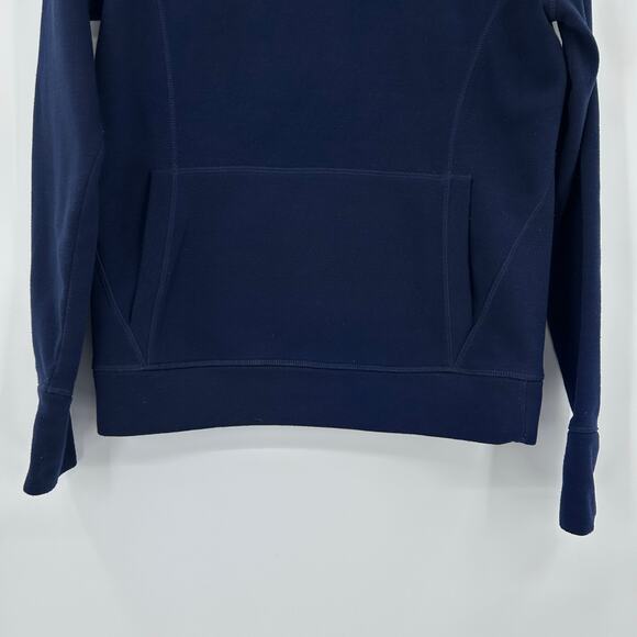 Athleta Hurdle Wrap Neck Pullover Navy Blue Kangaroo Pocket Wool Blend Womens S - Picture 5 of 11
